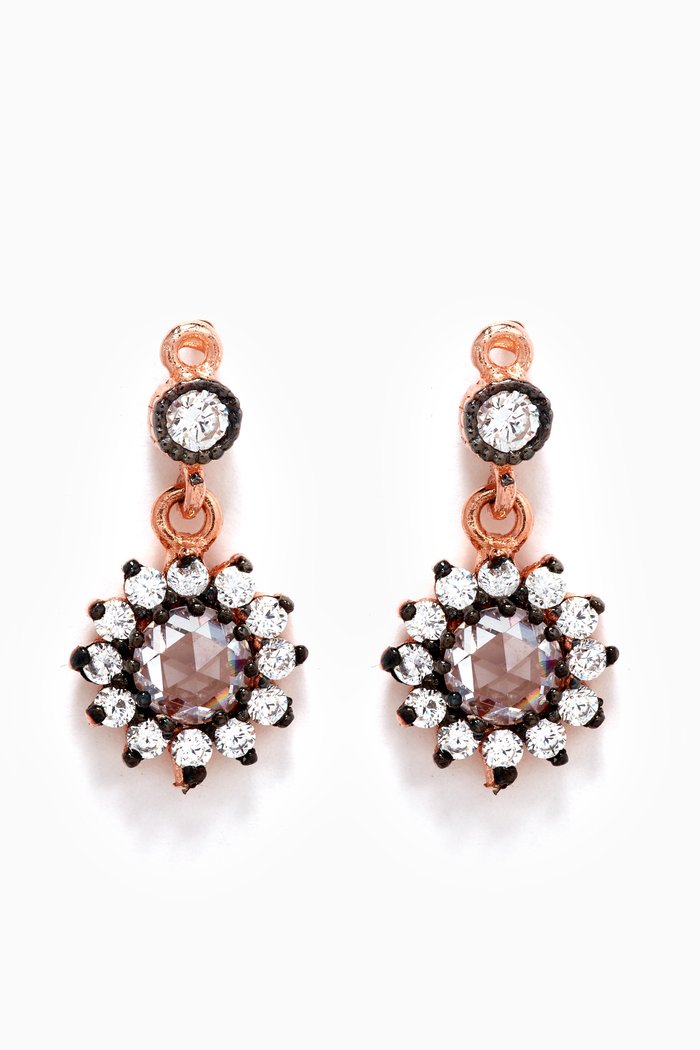 

Sun Crystal Drop Earrings in Sterling Silver, Rose gold