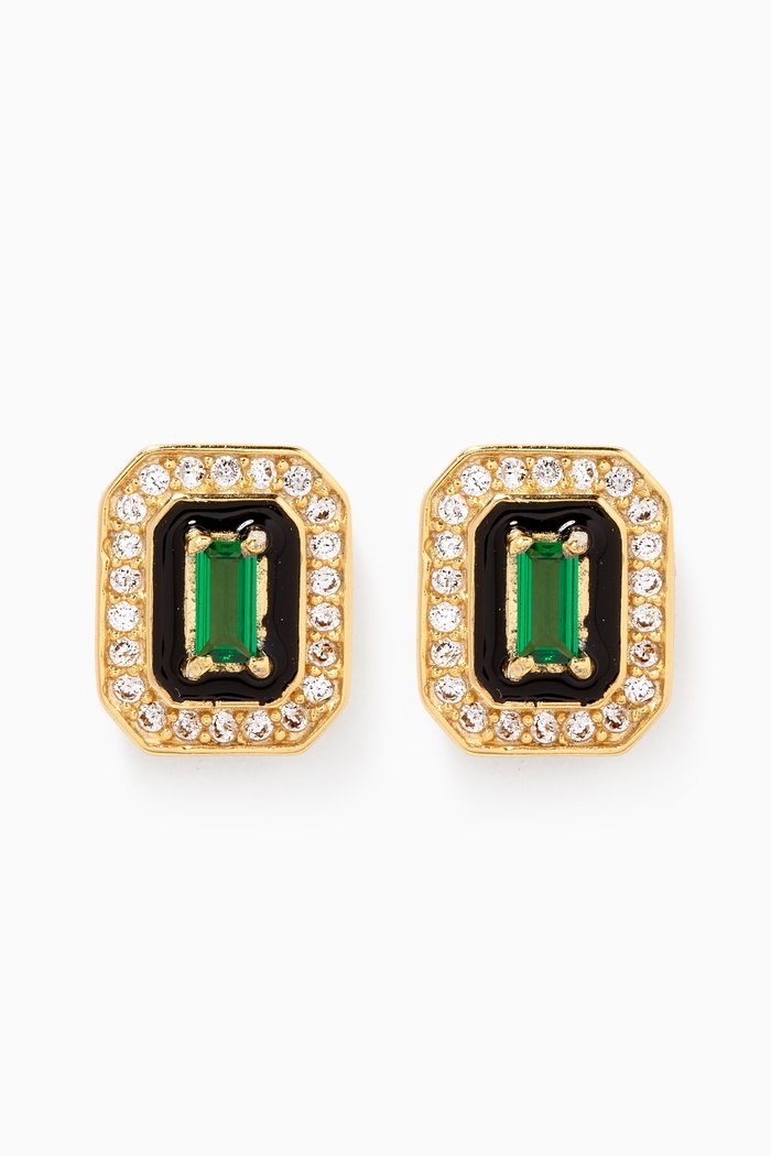 

Baguette-cut Crystal Earrings in Sterling Silver, Green
