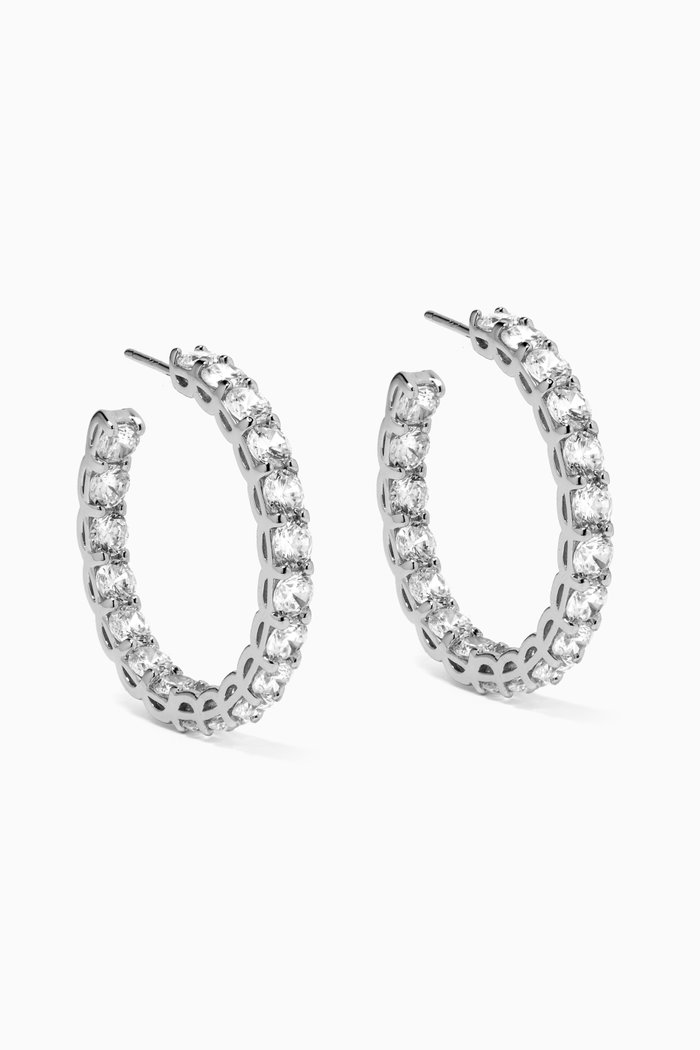 

Inside-out Crystal Hoop Earrings in Sterling Silver