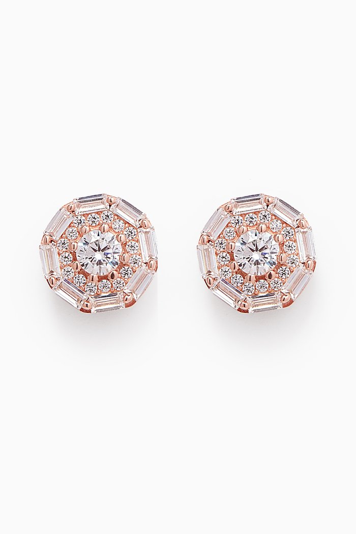 

Baguette-cut Crystal Stud Earrings in Sterling Silver, Rose gold