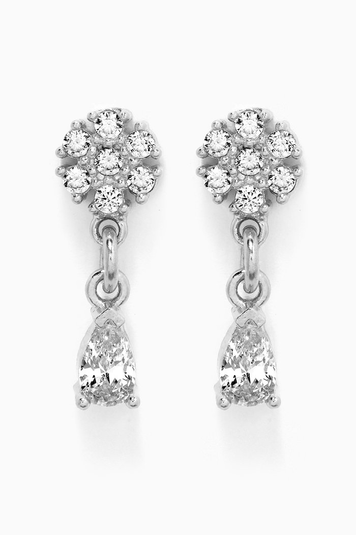 

Flower Crystal Drop Earrings in Sterling Silver