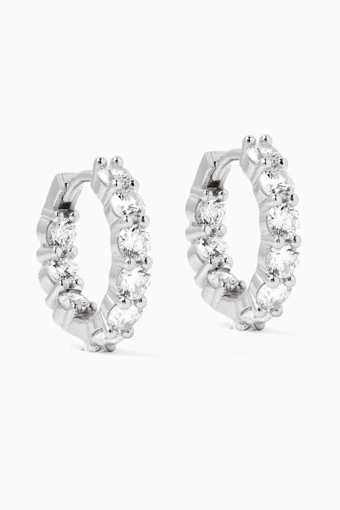 

Small Crystal Hoop Earrings in Sterling Silver