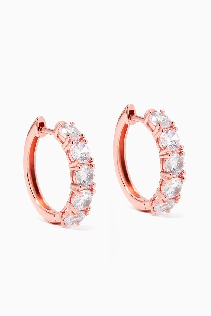 

Small Crystal Hoop Earrings in Sterling Silver, Rose gold
