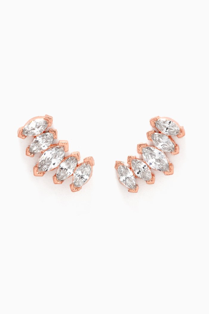 

Small Cuff Crystal Stud Earrings in Sterling Silver, Rose gold
