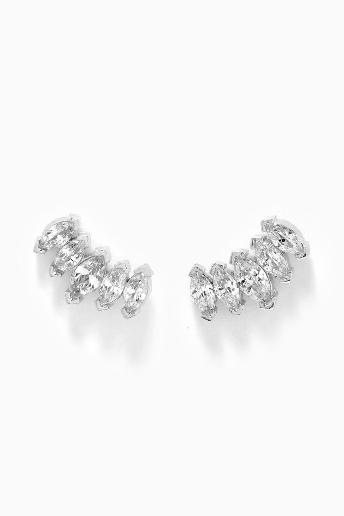 

Small Cuff Crystal Stud Earrings in Sterling Silver