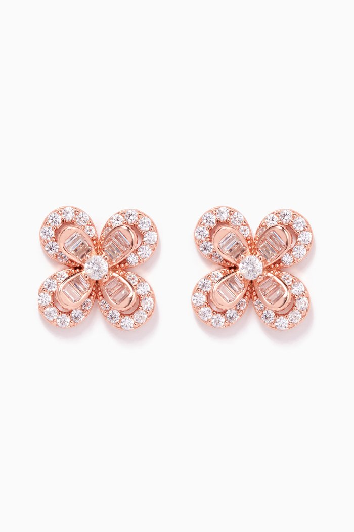 

Four-leaf Crystal Stud Earrings in Sterling Silver, Rose gold