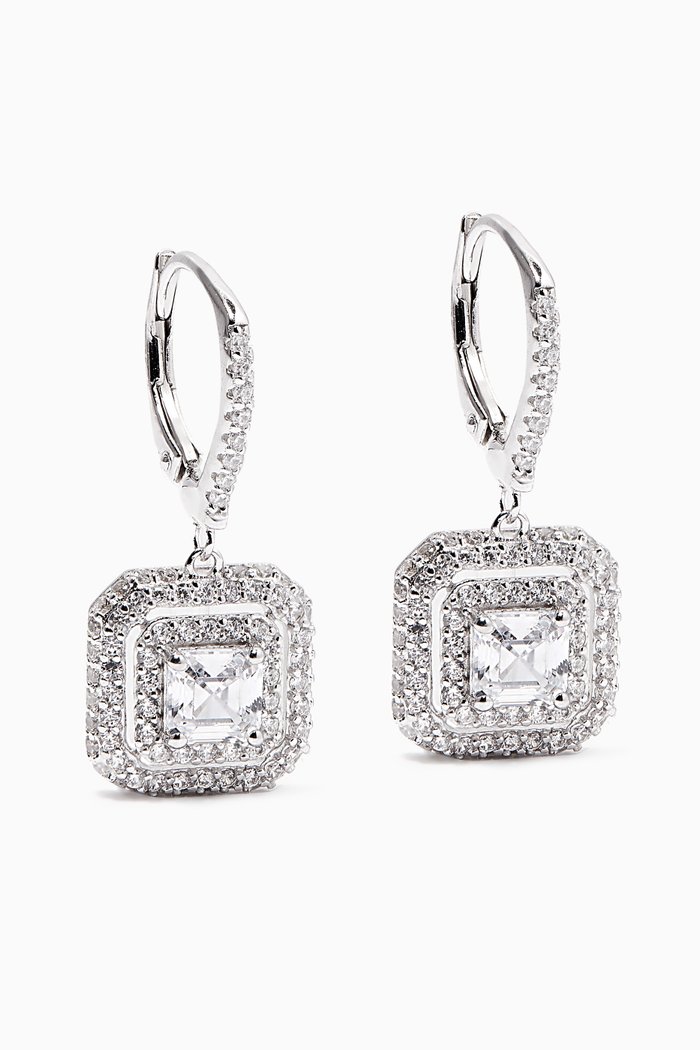 

Square Crystal Drop Earrings in Sterling Silver