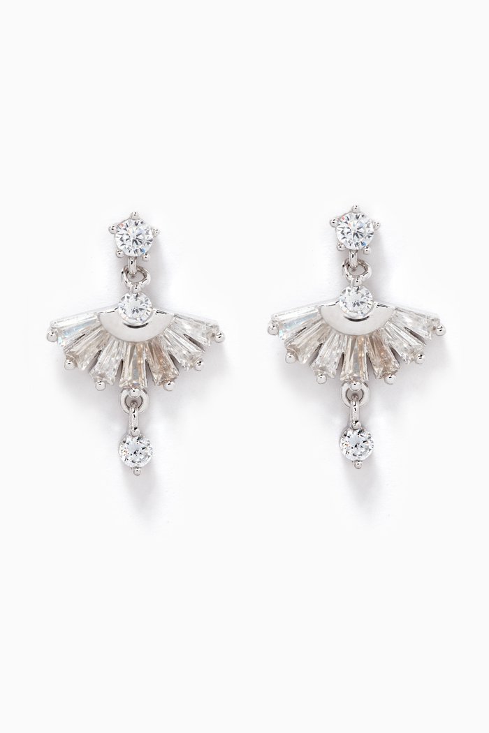 

Fan Crystal Drop Earrings in Sterling Silver