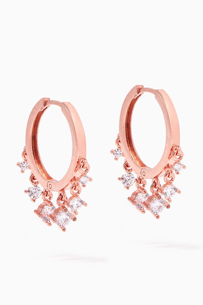 

Crystal Dangle Hoop Earrings in Sterling Silver, Rose gold