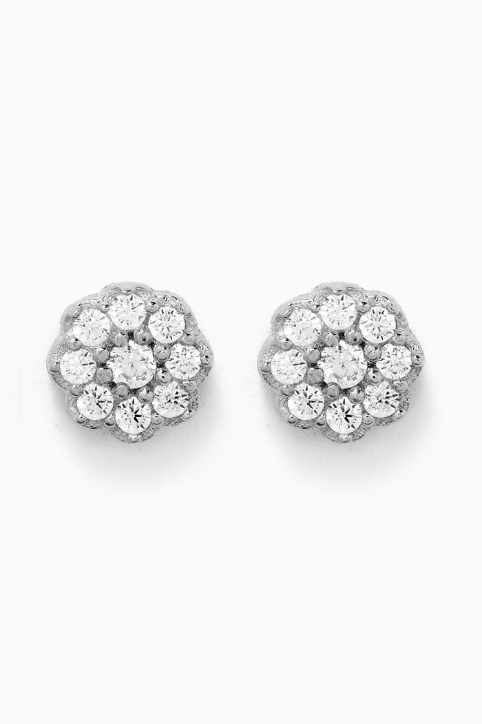

Mini Flower Crystal Stud Earrings in Sterling Silver