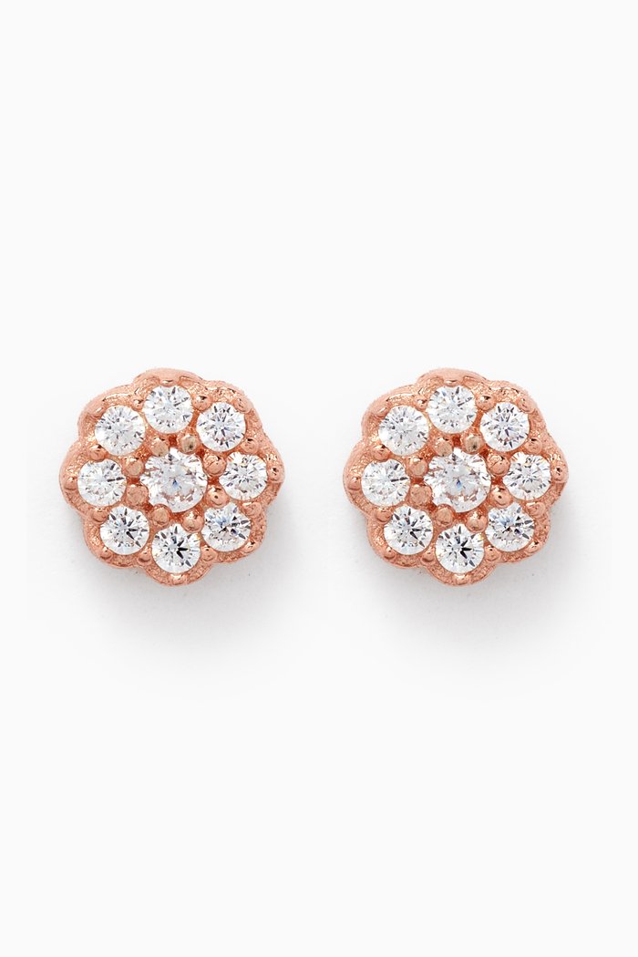 

Mini Flower Crystal Stud Earrings in Sterling Silver, Rose gold