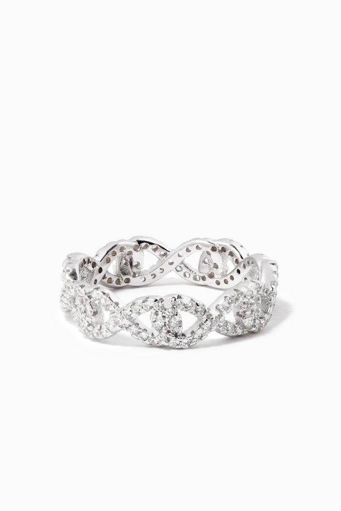

Infinity Crystal Ring in Sterling Silver