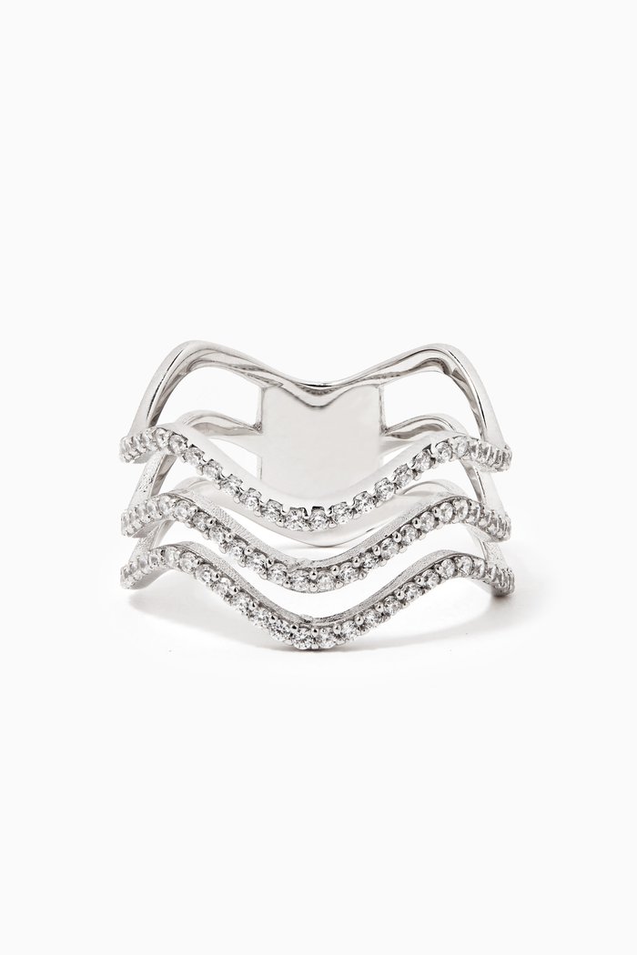Triple Stacked Crystal Ring in Sterling Silver