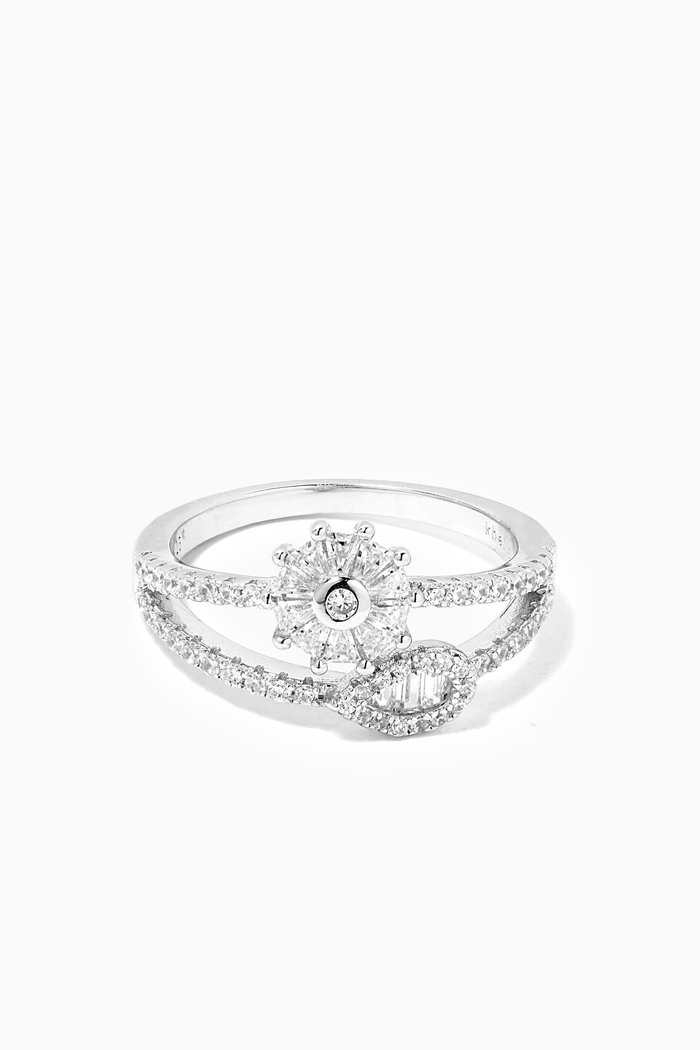 Uniting Baguette-cut Crystal Ring in Sterling Silver