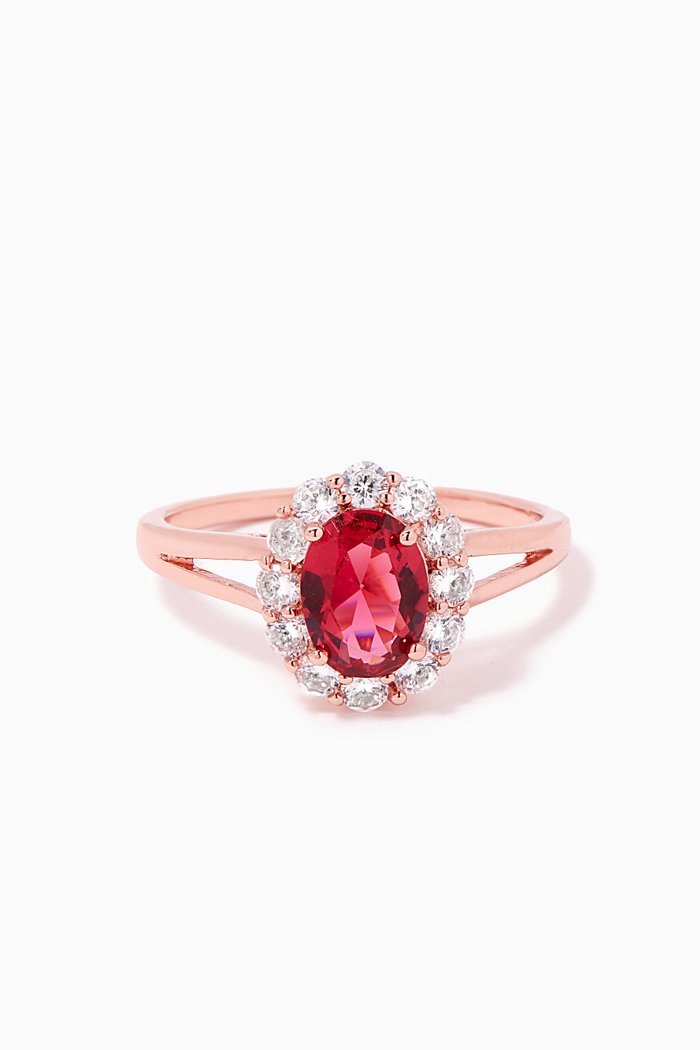 

Oval-cut Crystal Ring in Sterling Silver, Red