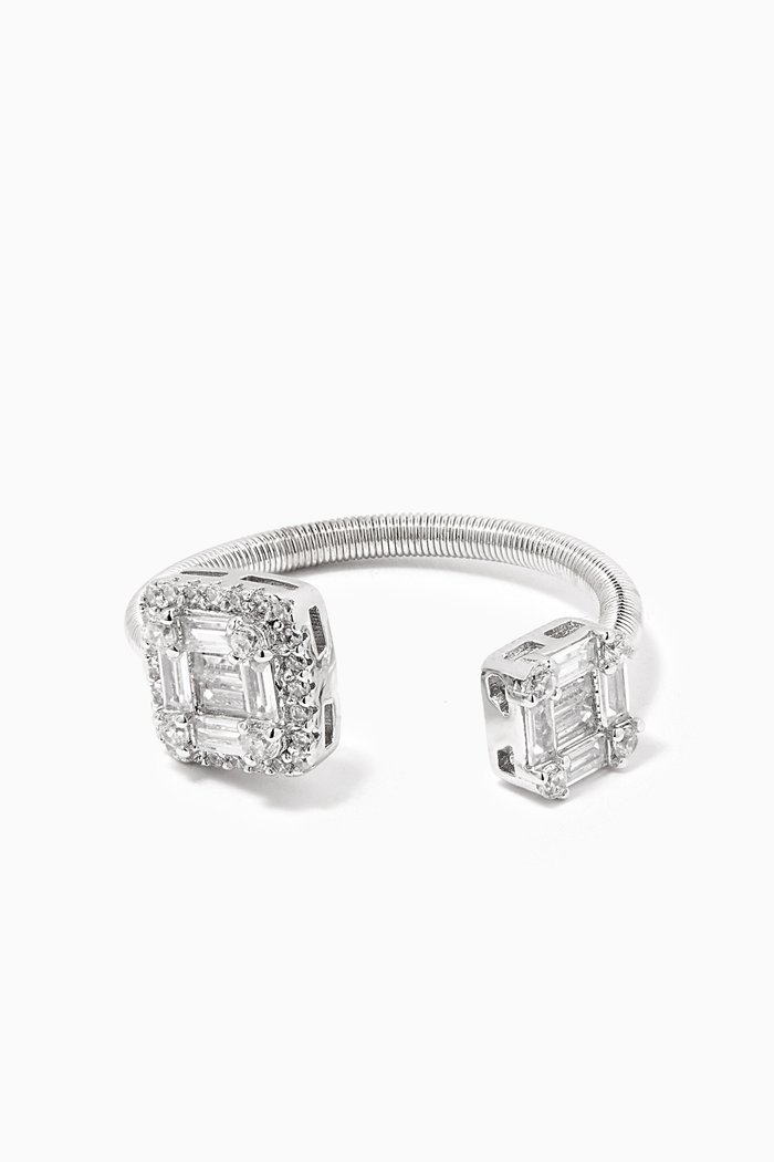 

Double-stone Crystal Open Ring in Sterling Silver