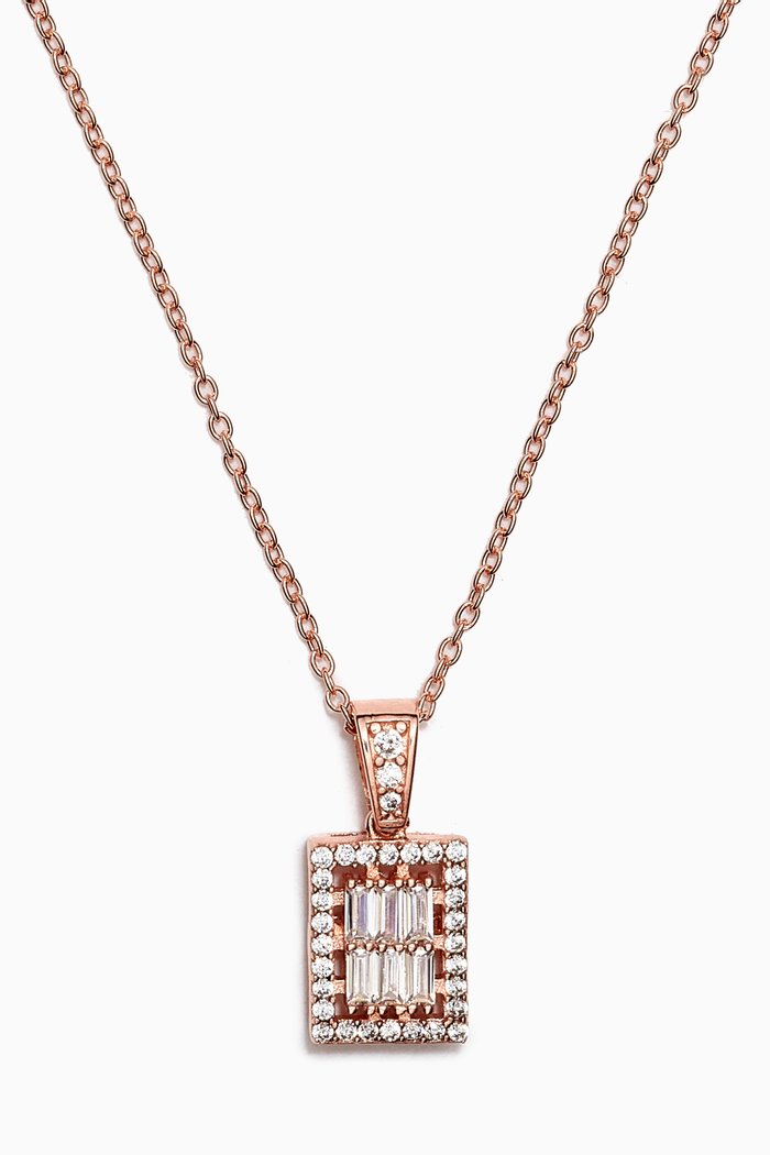 

Rectangular Crystal Pendant Necklace in Sterling Silver, Rose gold