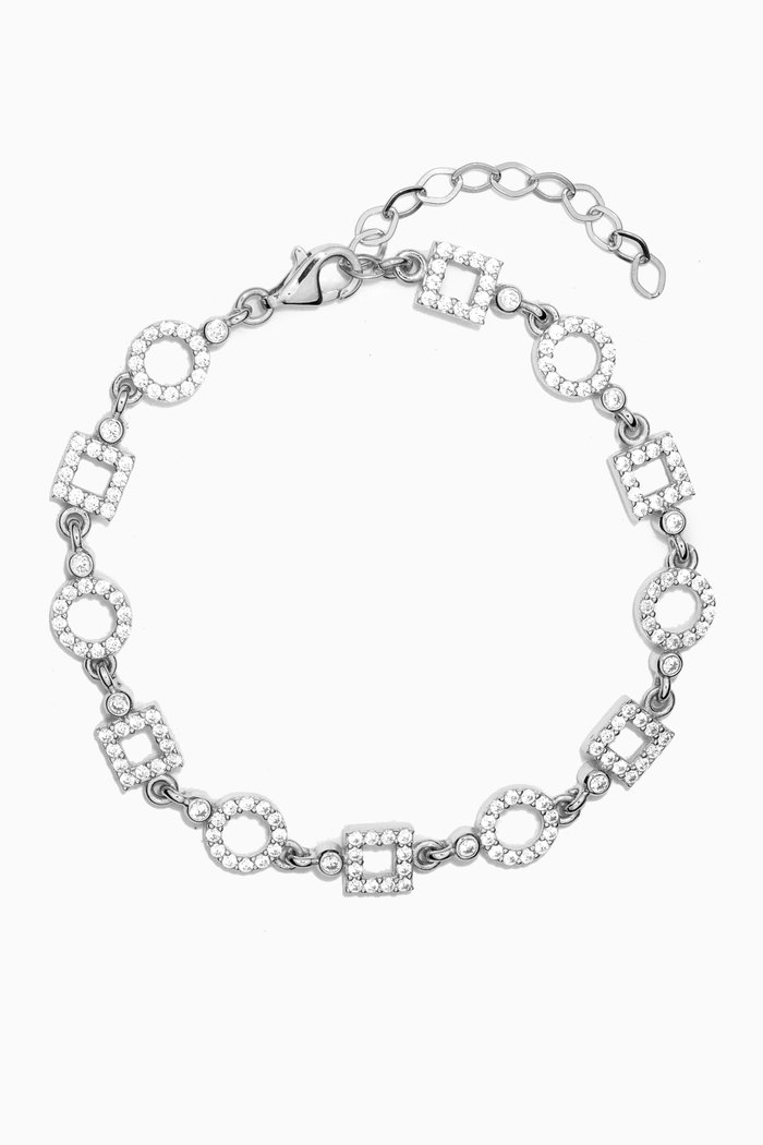 

Circle & Square Charm Crystal Bracelet in Sterling Silver