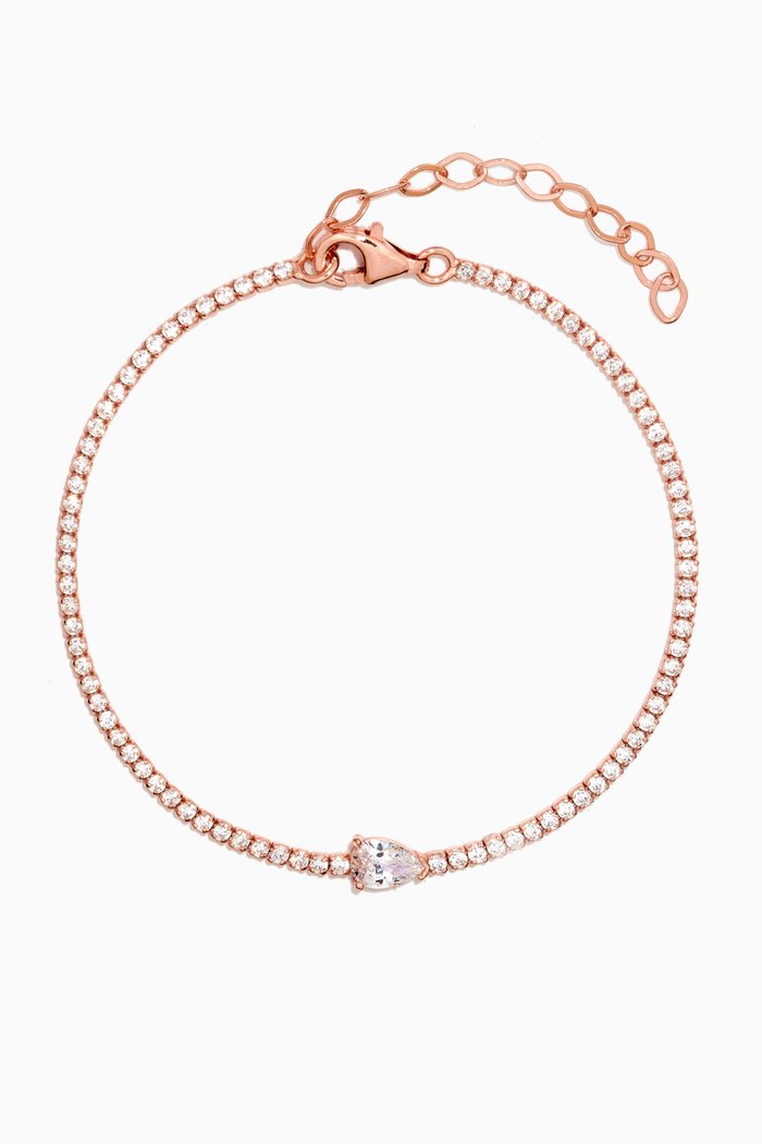 

Teardrop Crystal Pavé Bracelet in Sterling Silver, Rose gold