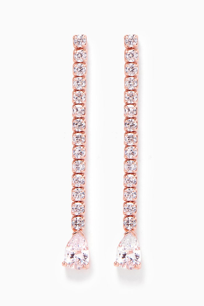 

Teardrop Crystal Pavé Dangle Earrings in Sterling Silver, Rose gold