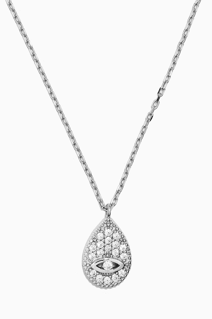 

Teardrop Crystal Pendant Necklace in Sterling Silver