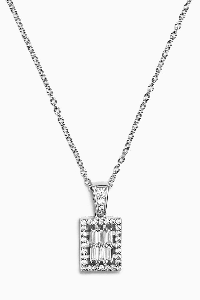

Rectangular Crystal Pendant Necklace in Sterling Silver