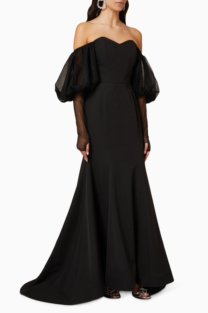 

Off-shoulder Mermaid Gown, Black