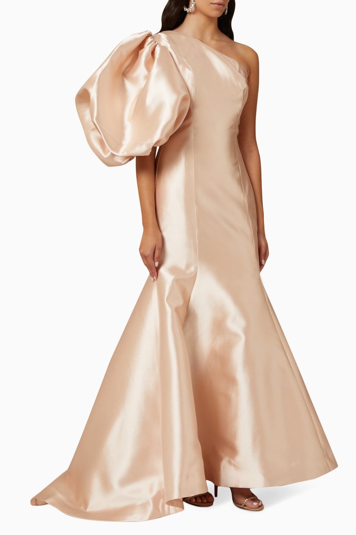 

One-shoulder Mermaid Gown in Mikado, Rose gold