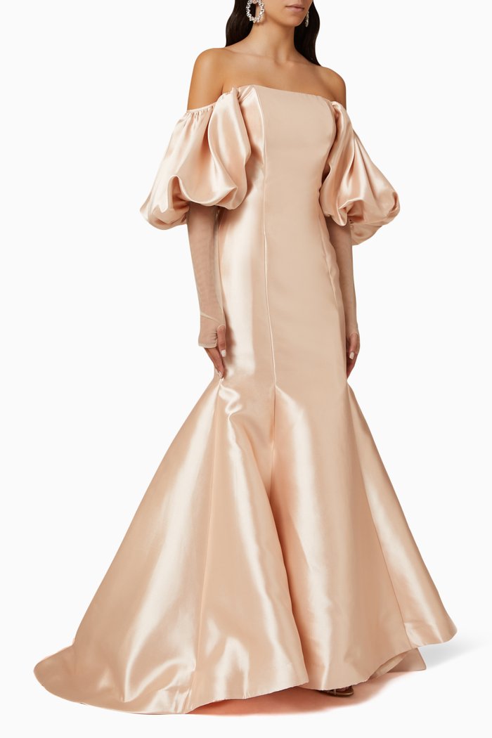 

Off-shoulder Mermaid Gown in Mikado, Rose gold