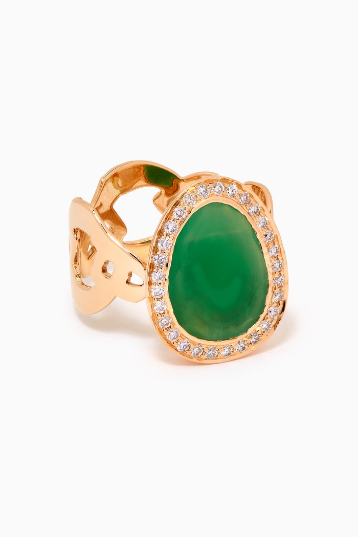 

Tantanah 'H' Band Diamond & Stone Ring in 18kt Gold, Yellow