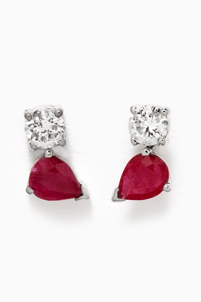 

Diamond & Ruby Duo Stud Earrings in 18kt Gold, Yellow
