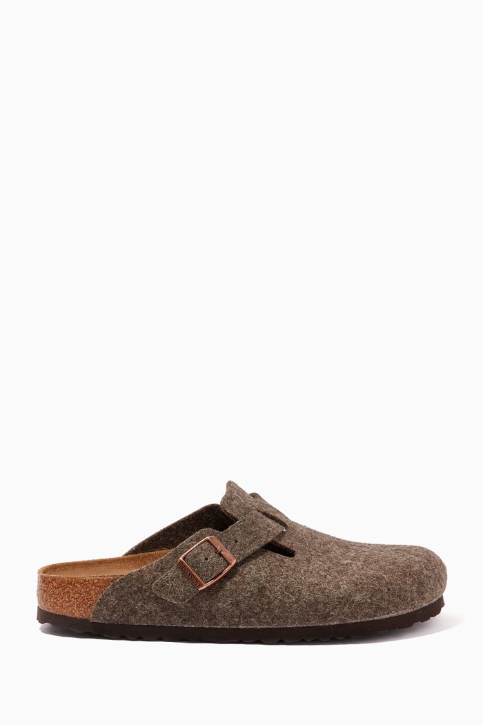 

Boston Clog Sandals in Wool-felt, Brown