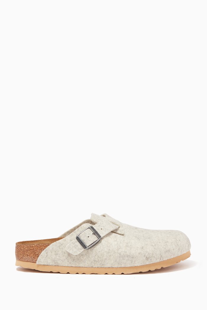 

Boston Clog Sandals in Wool-felt, Neutral