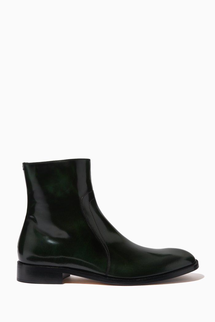 

Zipped Ankle Boots in Brushed-leather, Multicolour