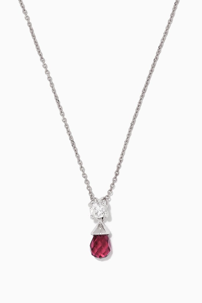 

Rhodolite Pendant Diamond Necklace in 18kt White Gold