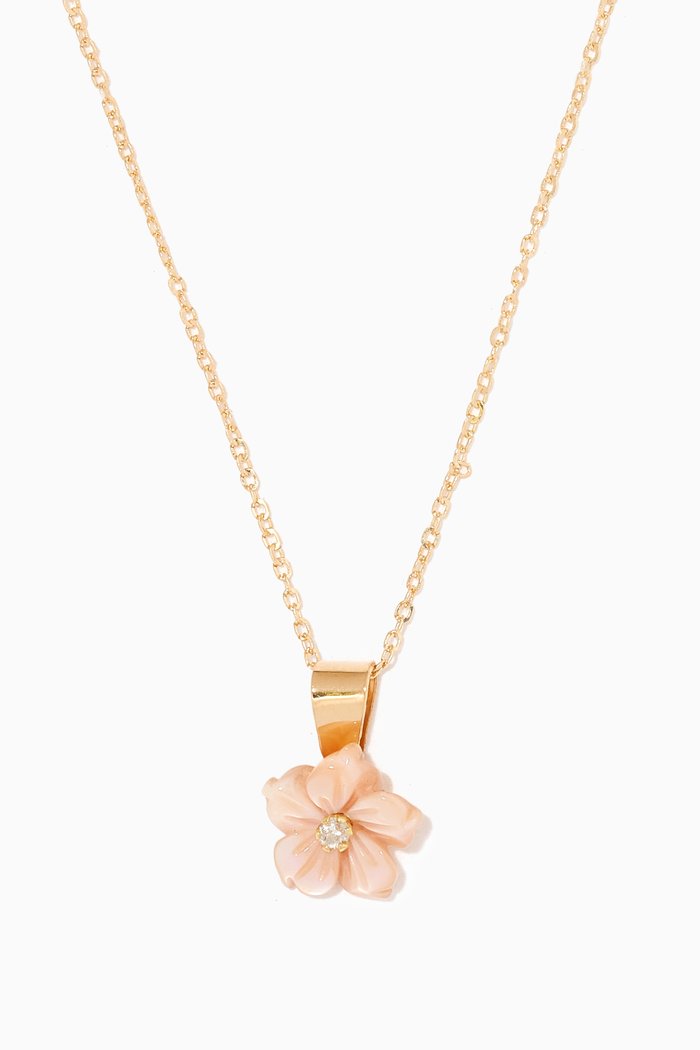 

Flower Mother of Pearl & Diamond Necklace in 18kt Gold