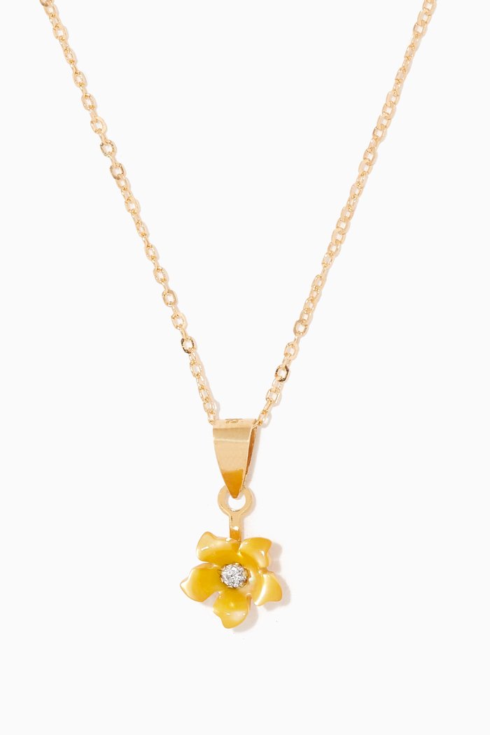 

Flower Mother of Pearl & Diamond Necklace in 18kt Gold