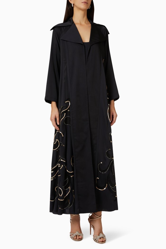 

Embellished Abaya in Crêpe, Black