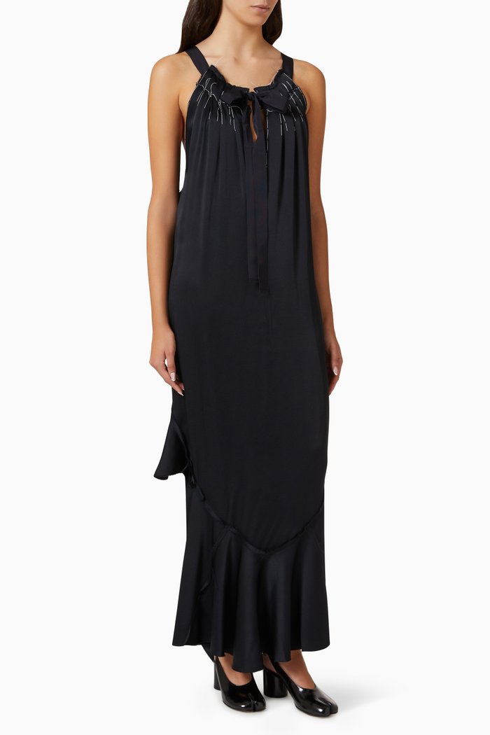 

Contrast-stitching Maxi Dress, Blue
