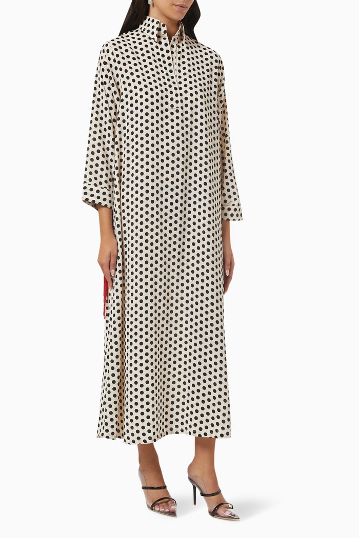 

Fringed Shirt Dress in Silk, Multicolour