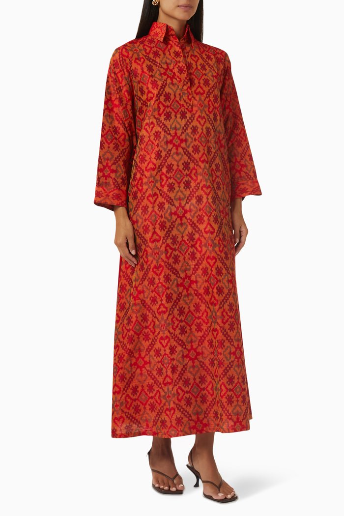 

Sequin Fringed Dress in Silk, Orange