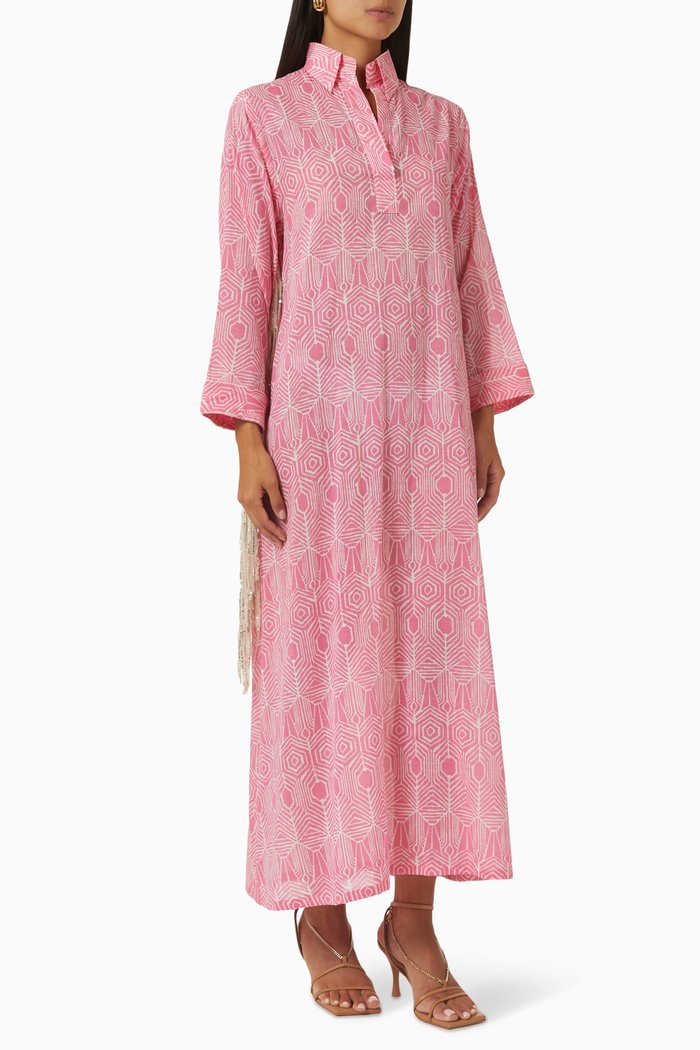 

Sequin Fringed Dress in Cotton, Pink