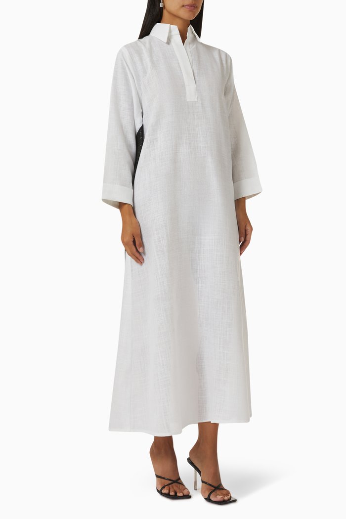 

Sequin Fringed Dress in Cotton, White