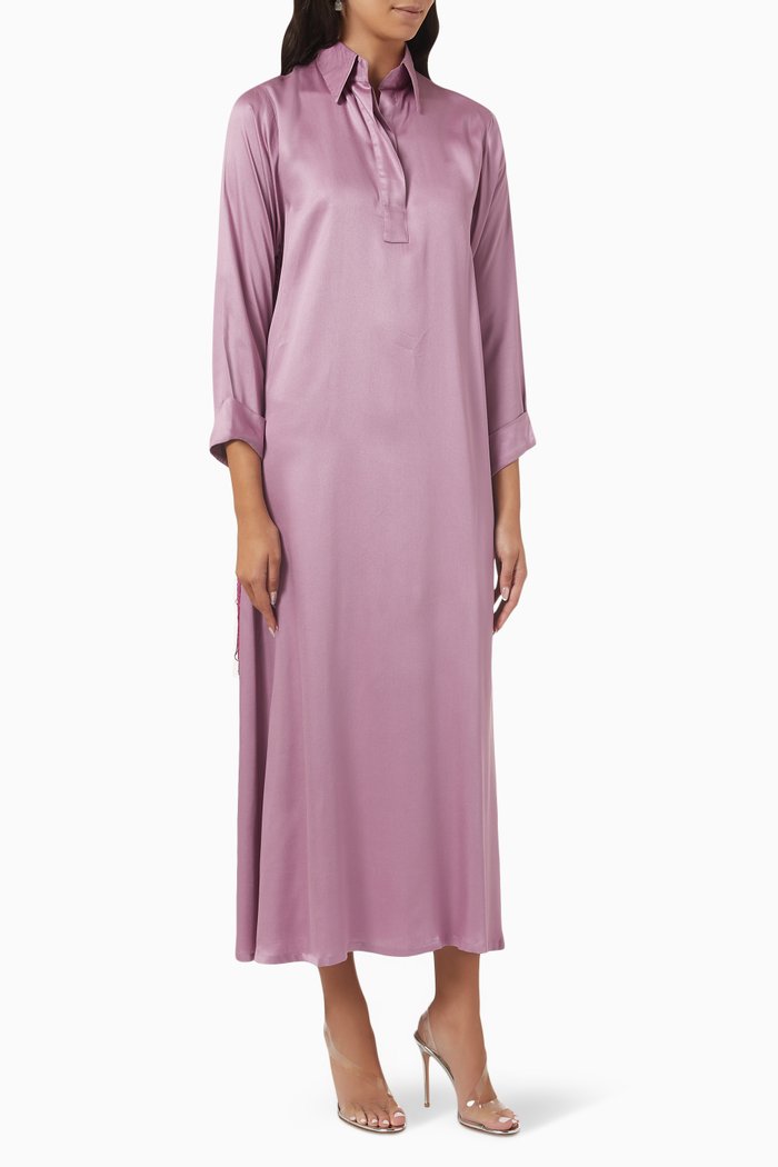 

Fringed Dress in Silk, Pink