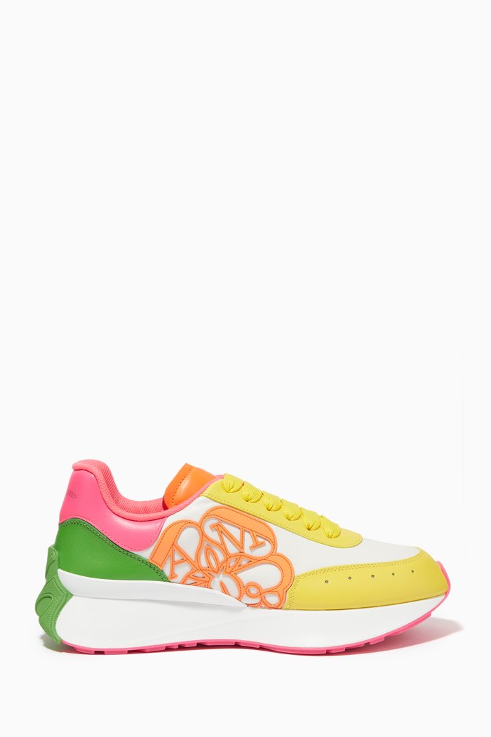 

Sprint Runner Colour-block Sneakers in Leather, Multicolour