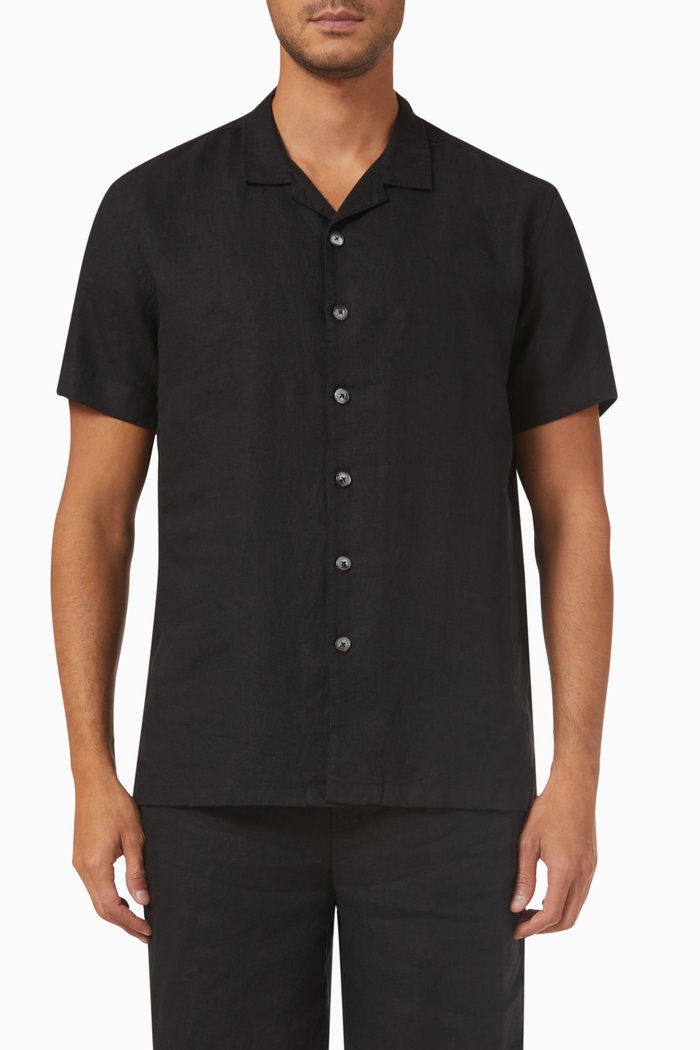 Florence Shirt in Linen, Black