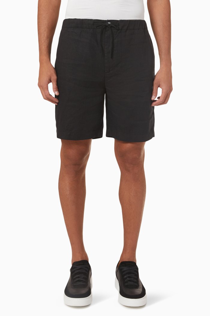 

Tivoli Drawstring Shorts in Linen, Black