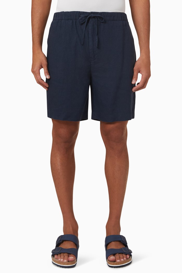 Tivoli Drawstring Shorts in Linen, Blue