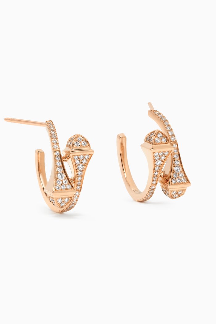 

Cleo Full Diamond Small Huggie Earrings in 18kt Rose Gold