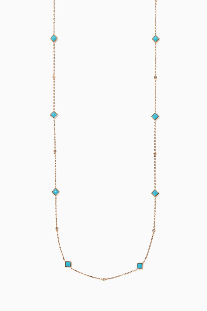

Cleo Mini Reve Turquoise Convertible Chain Necklace in 18kt Rose Gold